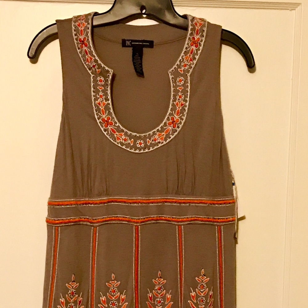 INC Gray Sundress with Beautiful Embellesments